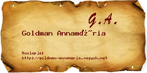 Goldman Annamária névjegykártya